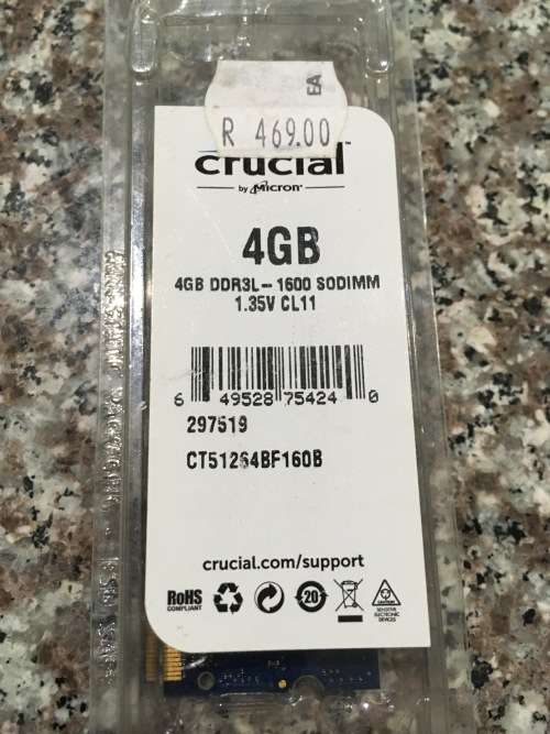 Crucial 4GB DDR3L 1600 LAPTOP RAM